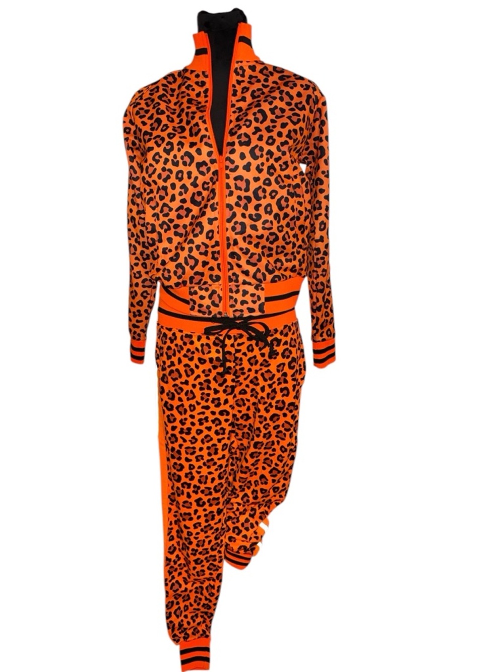 Victorious Neon Orange Leopard Print Jogger Suit, Size Small, NWOT - Picture 2 of 7